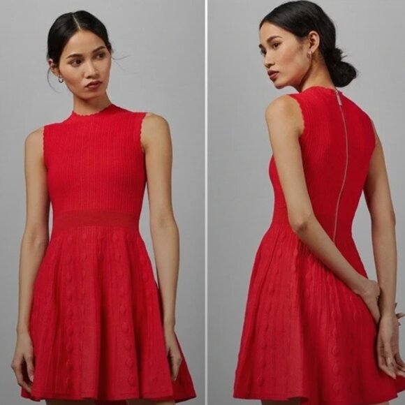 Ted Baker Kamylia Scallop Knit Skater Dress - Picture 1 of 3